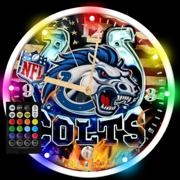 Indianapolis Colts RGB led clock - Picture 4 of 5